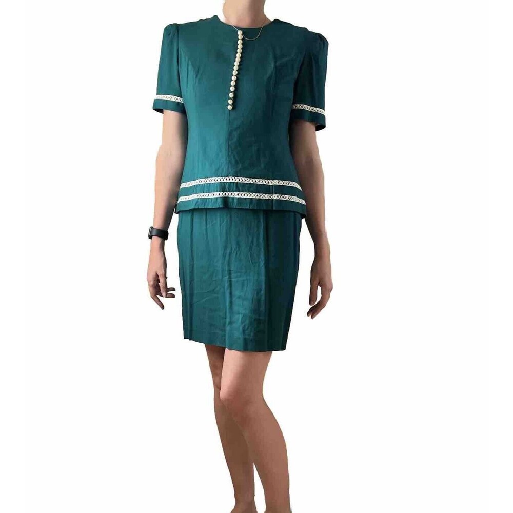 Vintage 90s does 40s Sailor Dress Pencil Skirt Cottagecore One Piece Size 4P